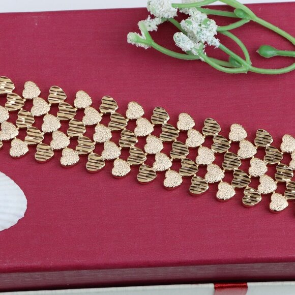 "Wide Heart Pattern Rose Gold Bracelet for Women, Bold Design, XPBL0897 - Picture 12 of 12